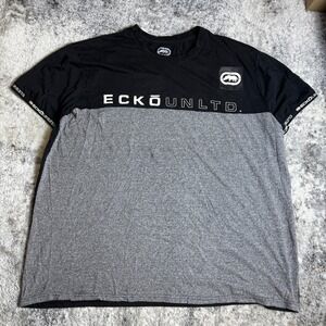 Ecko Unltd Mens 4XL Colorblock Logo T-Shirt Black Gray Short Sleeve Streetwear